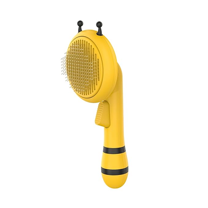 Bee Cat Brush, Pets Skin Friendly Grooming Brushes for Shedding Dogs Cats Hair Easy to Remove Loose Undercoat with Long or Short Hairs Pet Massage Tool All Hair Type (Yellow)