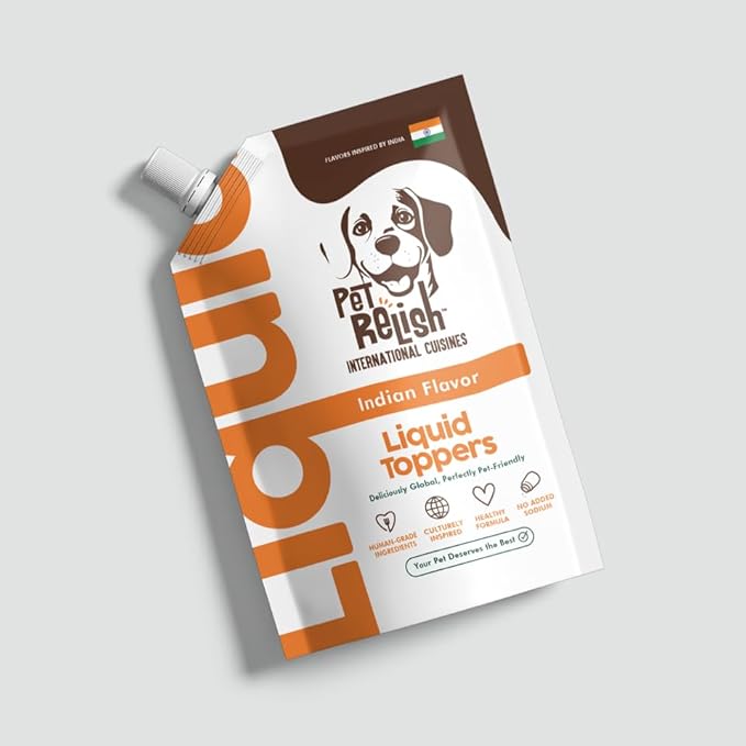 Pet Relish™ Indian Flavor Liquid Dog Food Topper – Pour-Over Meal Enhancer for Picky Eaters – Made with Dog-Safe Seasonings – Manufactured in USA