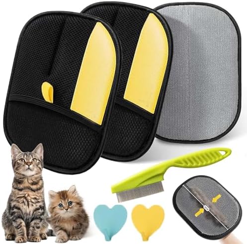 Upgraded Electrostatic Gloves Pet Hair, Electrostatic Hair Removal Glove, Static Hair Removal Glove for Dogs and Cats, Reusable Cat & Dog Hair Remover for Couch, Furniture, Carpet, Car Seat (2PCS,A)