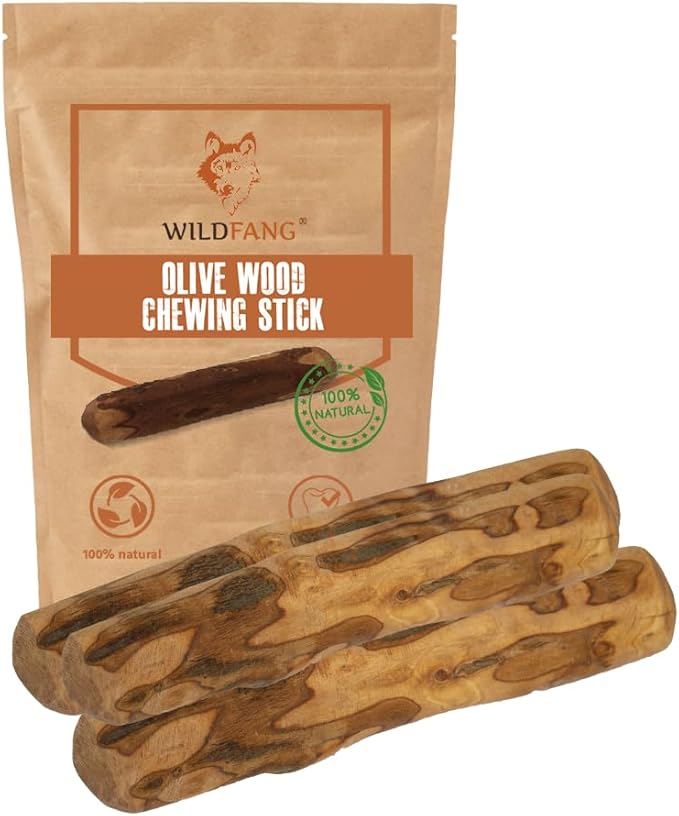 Wildfang® Olive Wood Chewing Sticks for Dogs, Medium - Tough Chew Toys for Aggressive Chewers, Puppy Chew Toys for Teething, Training for Chewing Muscles, Olive Wood Stick for Dog (33-55lbs), 3pack