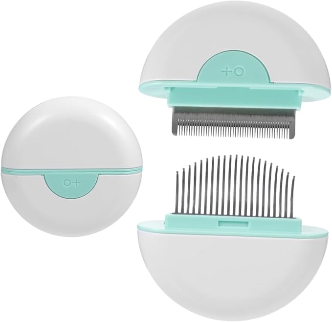 Luxshiny Cat Hair Comb and Pet Grooming Brush with Comfortable Grip Portable Lightweight Design Dual Function Shedding and Massage Tool for Cats Mint Green