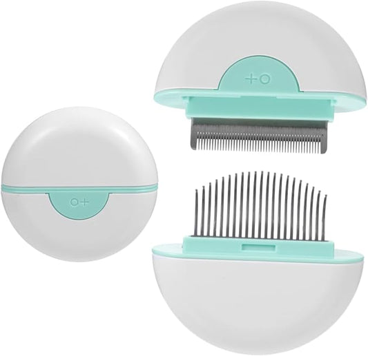 Luxshiny Cat Hair Comb and Pet Grooming Brush with Comfortable Grip Portable Lightweight Design Dual Function Shedding and Massage Tool for Cats Mint Green