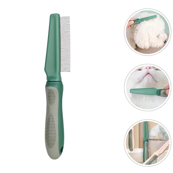 Dog Cat Grooming Comb with 78 Fine Teeth, Olive Green Dematting Comb for Removing Loose Fur and Tangles, Wear-Resistant Portable Pet Grooming Tool for Dogs and Cats