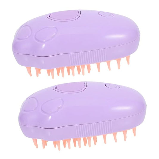 2pcs Steam Cat Grooming Brush Portable Bathing Massage Tool for Dogs and Cats Hair Self-cleaning Design for Pet Owners