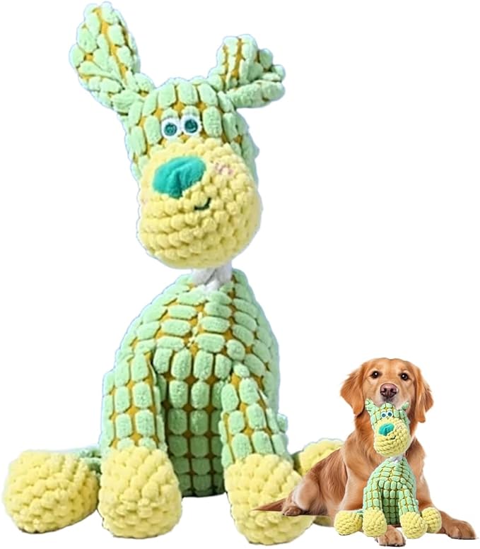 Indestructible Dog Toy, 2026 New Durable Plush Dog Toys for Aggressive Chewers, Interactive Squeaky Soft Puppy Chew Toy, Durable Teething Toys for Small Medium Large Dogs (Green)