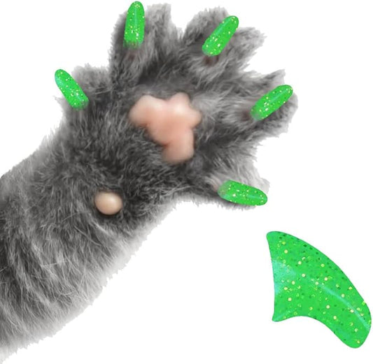 6 Month Piece Soft Nail Caps with Adhesive for Cat Claws - Key Lime Glitter X-Small