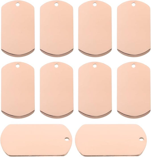 BESTonZON 10pcs Rose Gold Metal Dog Id Tags Blank Engravable Pet Charms Round Stamping Tags for Puppy Collar Accessories DIY Jewelry Supplies