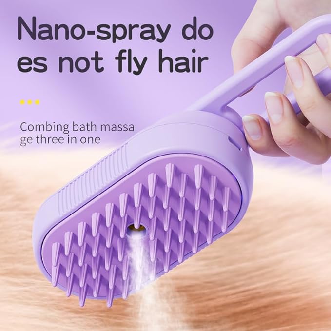 4 in 1 Cat Steam Brush for Shedding, Rechargeable Steam Pet Brush for Dog and Cat, Anti-Static, Massage, Cleaning, Shedding & Combing,Purple