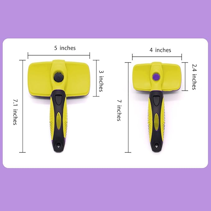 Self Cleaning Shedding Cat Brush - Skin Friendly Hair Removal And Grooming Tool Suitable For Cats And Dogs, Pet Hair Removal Tool Suitable For Shedding & Haired Pets(Yellow,Large)