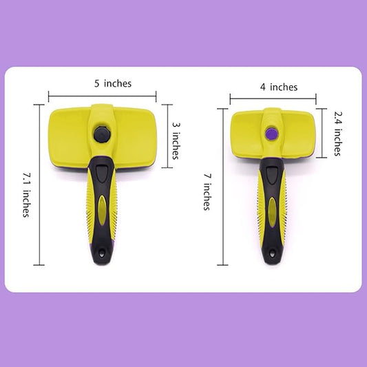 Self Cleaning Shedding Cat Brush - Skin Friendly Hair Removal And Grooming Tool Suitable For Cats And Dogs, Pet Hair Removal Tool Suitable For Shedding & Haired Pets(Yellow,Large)