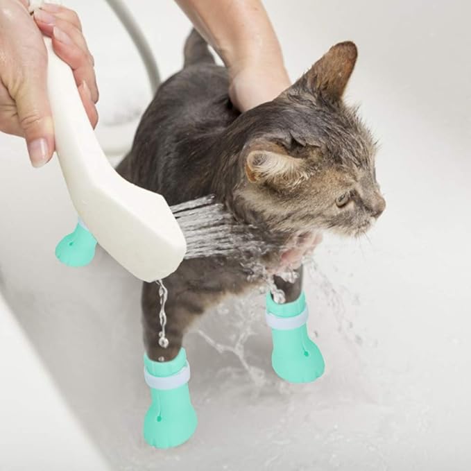 Cat Feet Covers, 4Pcs Set Cat Anti Scratch Shoes Boots Cover Bath Cat Nails Protector
