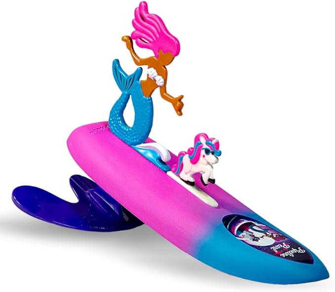 Surfer Dudes Legends & Surfer Pets Wave Powered Mini-Surfer, Pet and Surfboard Beach Toy - Pipeline Pearl and Crystal