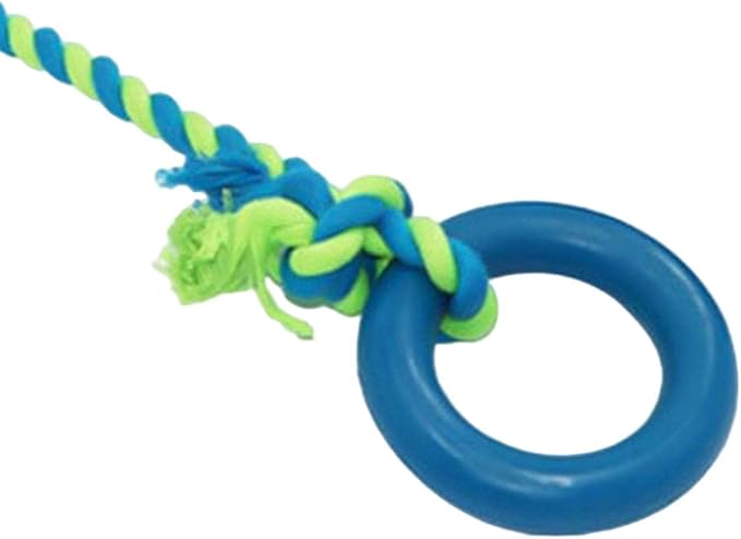 Interactive Dog Tug Toy Pets Supplies with Rings Exercise Playing Running Dog Rope Toy for Kitten Outdoor Lawn Cleaning, Blue
