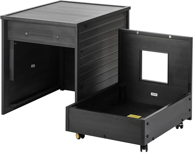 New Age Pet ECOFLEX Freedom Litter Loo Moisture‑Resistant Enclosure & End‑Table, Non‑Toxic, Pull Out Drawer, Indoor Cat Furniture, Espresso Black