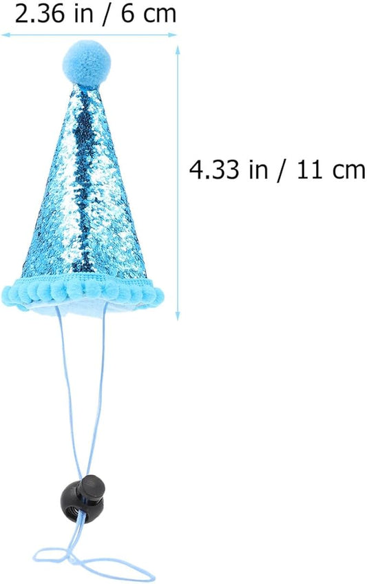 Dog Birthday Hats and Bandanas Set 3pcs Pet Party Accessories with Blue Birthday Hat and Sky Blue Scarf Decorative Pet Supplies