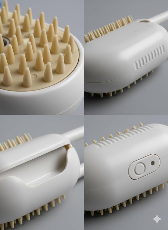 Electric Cat Massage Comb with Spray Function – Rechargeable Cat Grooming Brush for Shedding Control