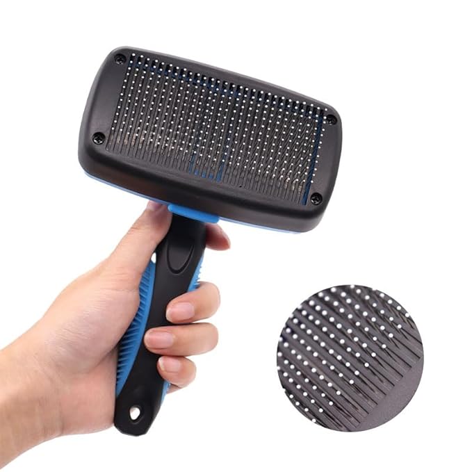 Cat Brush & Dog Brush — Deshedding Dog Brush, Deshedding Brush & Cat Hair Brush, Dematting Tool for Dogs & Cats, Undercoat Rake for Dogs, Flea Comb for Pets (Blue, Small)