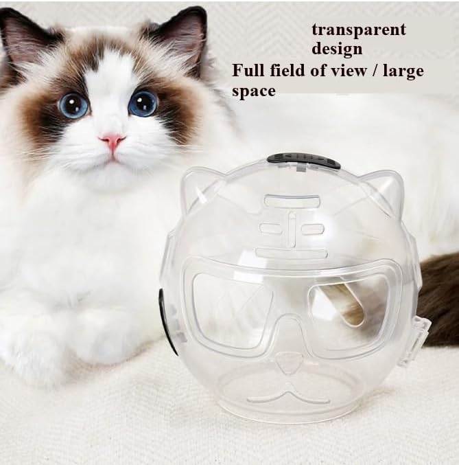 Pet Supplies, Cat Space Head Cover, Cat Head Cover, Anti Bite, Bathing, Nail Cutting, Fighting, Scratching, Licking (Cat Ear Space Hood (Khaki White), Large)
