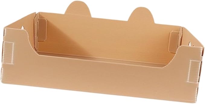 Cat Travel Toilet Large Capacity Open Litter Pan Potty for Indoor Cats Adorable Funny Design- Brown