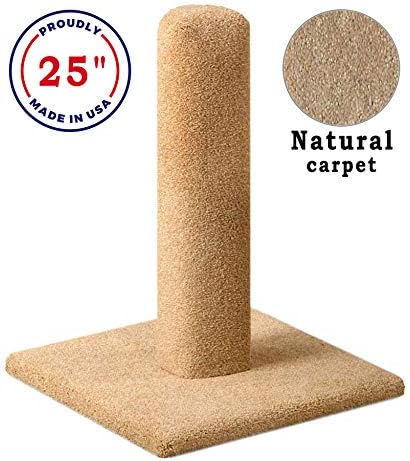 CozyCatFurniture 20, 25 & 30 inch Carpeted Cat Scratching Posts, Natural Color, Made in USA with Solid Wood Post (25")