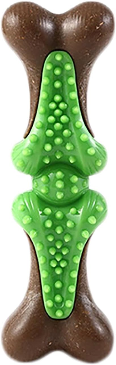 𝐷𝑢𝑟𝑎𝑏𝑙𝑒 Dog Chew Toys for Large Aggressive Chewers Indestructible Bone-Shaped Dental Chew TPR Rubber with Wood Fiber Core Teething Teeth Cleaning Long-Lasting Interactive Pet Supplies