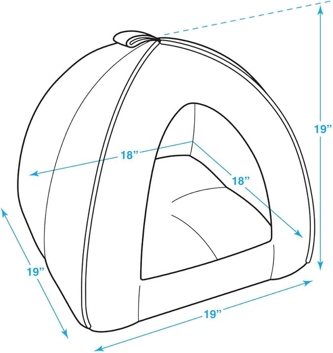 Best Pet Supplies Dog House Bed Crate Mat Tent Indoor Round Soft Plush for Small, Medium, and Large Breeds - Gray Linen, 19 x 19 x H:19"