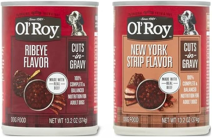 Generic Ol' Roy Cuts in Gravy Wet Dog Food: Delicious Nutrition for Happy, Healthy Dogs | Complete & Balanced Formula with Real Beef | Ribeye & New York Strip Flavors (Steak)