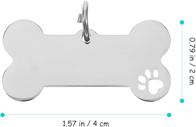 Toddmomy 4pcs Bone-Shaped Stainless Steel Dog Tag Pendants 21x40mm Hollow Puppy Name Id Tags Pet Collar Accessories Anti-Lost Pet Supplies