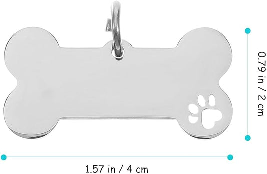 Toddmomy 4pcs Bone-Shaped Stainless Steel Dog Tag Pendants 21x40mm Hollow Puppy Name Id Tags Pet Collar Accessories Anti-Lost Pet Supplies
