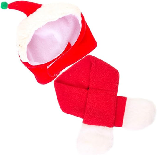 Toyvian Pet Christmas Hat Scarf Set for Dogs and Cats, Thermal Puppy Head Cover with Warm Knit Scarf, Photo Prop for Holiday Pet Supplies and Winter Apparel