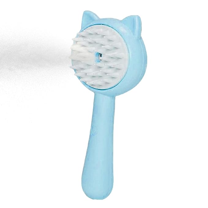 Steamy Cat Brush, 2 in 1 Electric Grooming Brush with Steam, Cat Brushes For Indoor Cats, Multifunctional Pet Hair Cleaning Brush, Rechargeable Massage Grooming Comb for Cat, Kitten, Puppies (A)