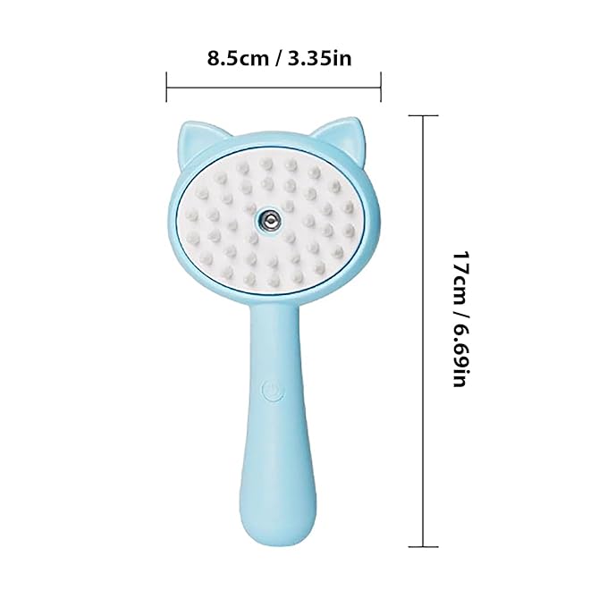 Pet Grooming Brush, Spray Massage Comb for Pets and Cats, Electric USB Brush for Cat Shedding, One Touch Electric Spray Anti-Flying Hair Bath & Shower Cleaning (A)