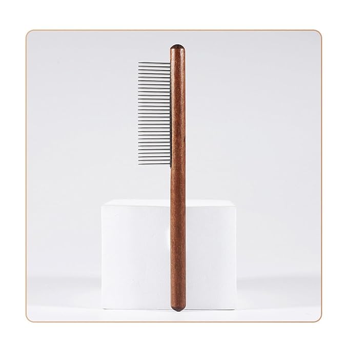 Cat Comb Stainless Steel Pet Hair Remover Wooden Handle Cat Hair Comb Pet Grooming Massage Dog Brush Pets Supplies(Long teeth)
