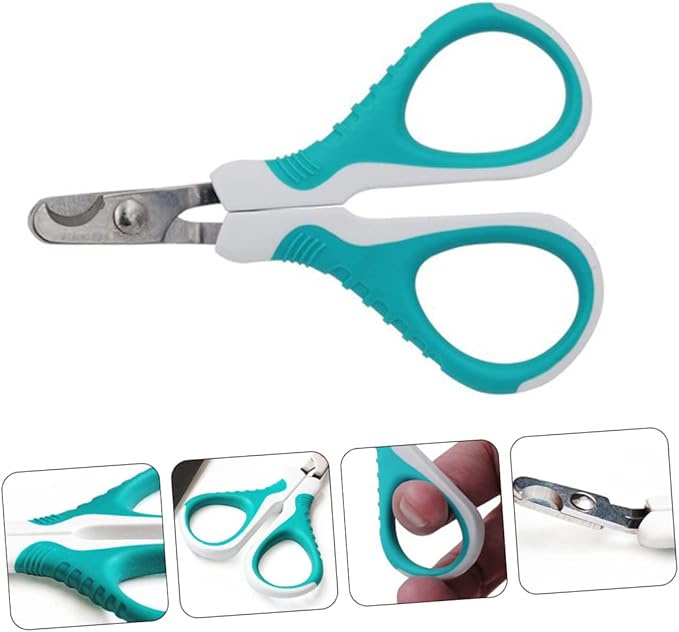 POPETPOP 2pcs Stainless Steel Pet Nail Trimmer Ergonomic Cat Dog Nail Clipper for Safe Grooming Comfortable Non- Handle for Home Use Sky-