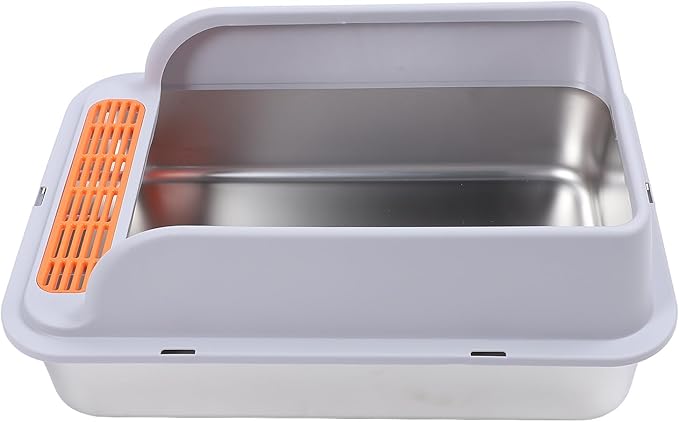 GLOGLOW Open Top Litter Box Tray High Fence Litter Pan Tray Cat Toilet Proof Poop Box, Stainless Steel Cat Litter Box for Kitty Kitten Litter BoxesLitter & Housebreaking (XL) (XL)