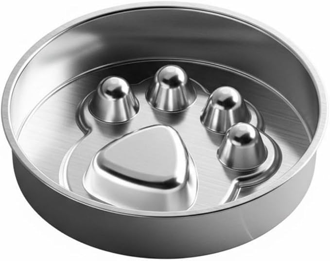 Slow Feeder Dog Bowl Easy to Clean Non-Slip Slow Eating Dish Dishwasher Pet Supplies for Large Dogs, 18CM, Paw