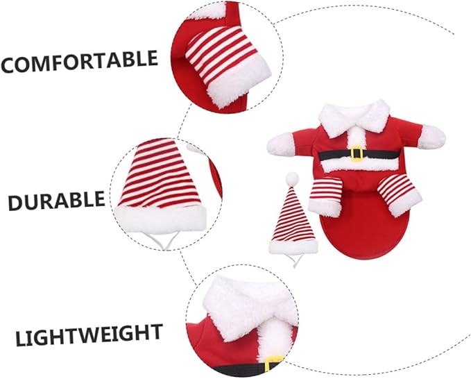 DOITOOL Pet Santa Claus Costume for Dogs and Cats Fleece Christmas Outfit XL Funny Two-Legged Cosplay Clothes for Large Pets Xmas Party Supplies