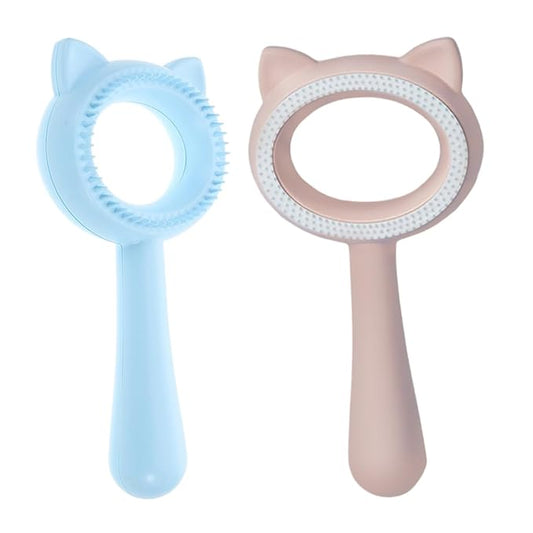 TOYANDONA 2PCS Double-Sided PET Grooming Brush Cat Ear Design PET Hair Removal Comb for Dogs and Cats Multi-Functional Deshedding Tool for Long and Short Hair