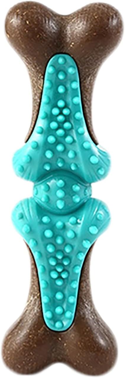 𝐷𝑢𝑟𝑎𝑏𝑙𝑒 Dog Chew Toys for Large Aggressive Chewers Indestructible Bone-Shaped Dental Chew TPR Rubber with Wood Fiber Core Teething Teeth Cleaning Long-Lasting Interactive Pet Supplies