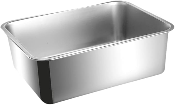 Stainless Steel Cat Litter Box Splashproof Open Top Large Easy to Clean Sand Box for Small Cats Litter Pan- 49.5cmx34.5cm