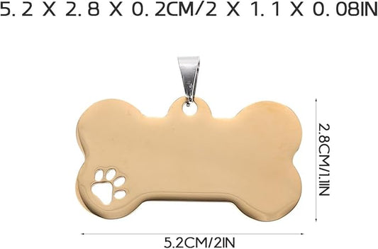 3pcs Dog Bone Shape Pet Id Tags Set, Engraved Anti-Lost Blank Dog Name Tags Pendant for Collars, Silver Black Gold Metal Hanging Pet Supplies