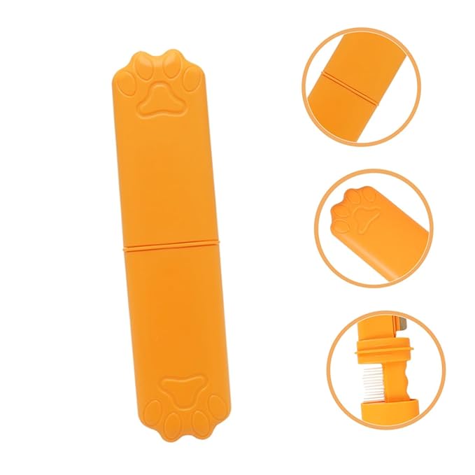 TOYANDONA Pet Comb for Cats and Dogs Detangling Shedding Brush with Fine Teeth Hair Removal Tool for Grooming and Dematting Orange Color Suitable for Small to Medium Pets