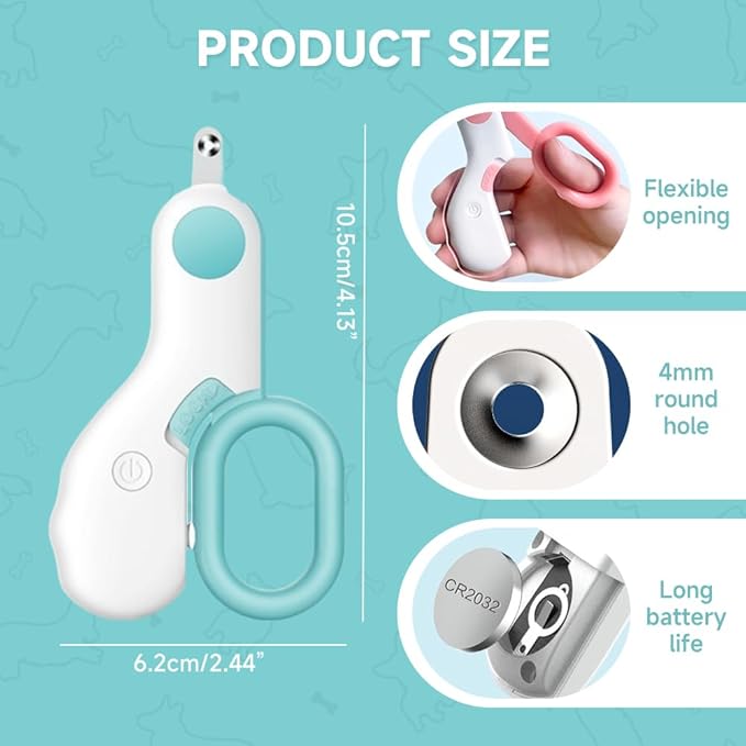 Pet Nail Clippers,2026 New Cat Nail Clipper with LED Light,Professional Claw Trimmer,Easy and Pain-Free Grooming Tool for Tiny Kitten Bunny Rabbit Bird Guinea Pigs Ferret Hamsters (A-Pink+Blue)