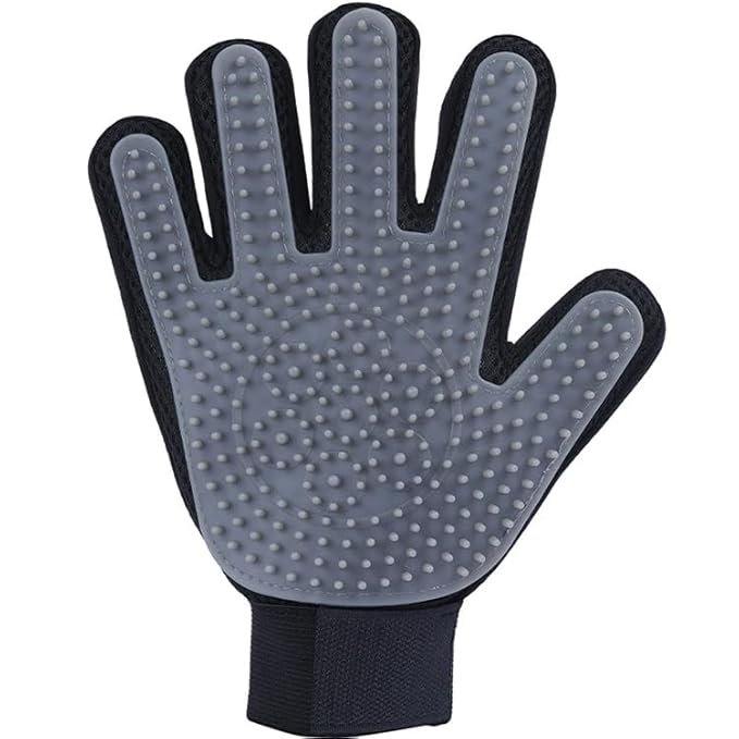 Upgraded Pet Grooming Glove Brush Dog Cat Hair Remover Mitt Massage Deshedding (Dark Gray, Right)