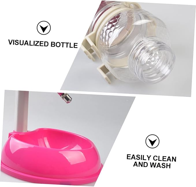 Happyyami Drinking Fountain for Dogs Pet Waterer Feeder Non-Slip Base Rose Pink
