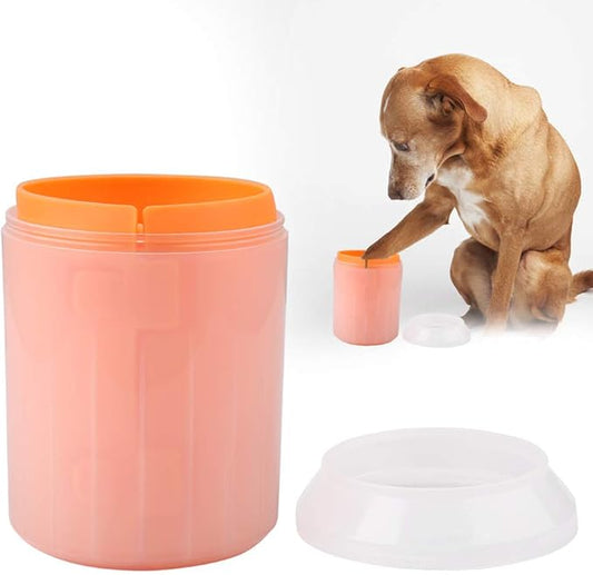 Portable Pet Paws Cleanseing Cup, Multifunctional Grooming Tool for Cats and Dogs, Rubber Silicunique, Easy to Cleanse and Use (Orange)
