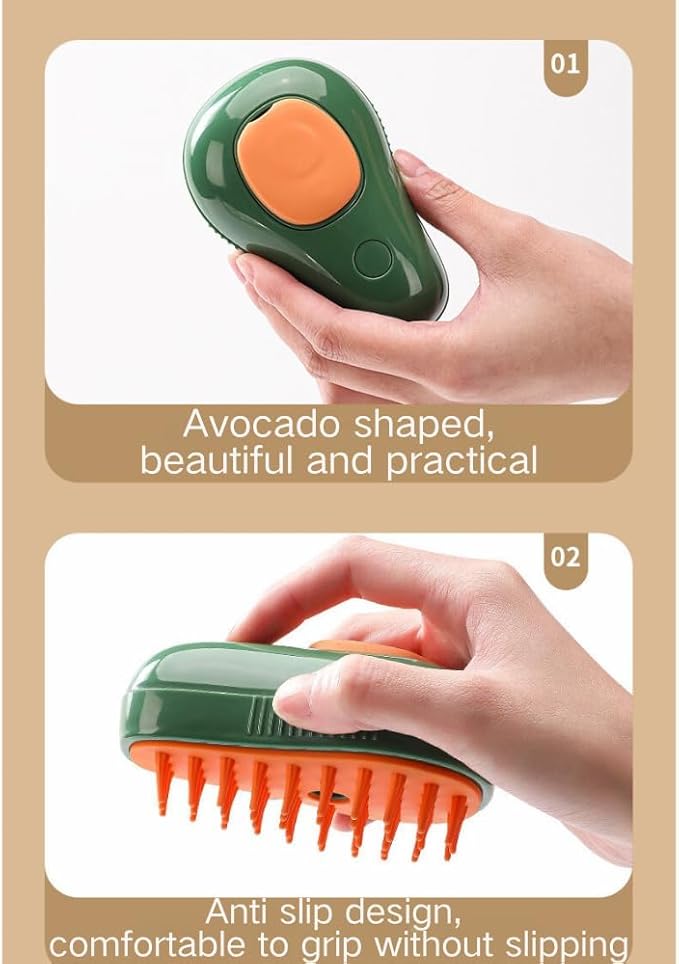 Cat Steam Brush, 3 in 1 Cat Comb for Massage, Self Cleaning Cat Brush with Water, Rechargeable Silicone Dog Steam Brush, Cat Bath Brush Eliminates Flying and Tangled Hair Cat Grooming Comb (Beige)