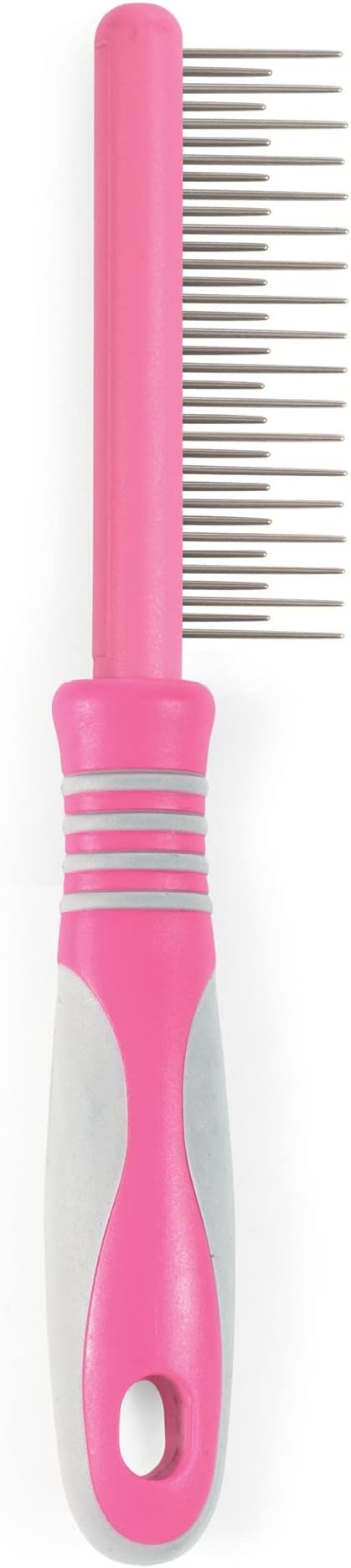 Ancol Ergo Cat Moulting Comb - Pink Grooming Tool for Long Haired Cats - Detangles Removes Loose Hair and Detects Fleas - Easy To Use Pet Care Accessory