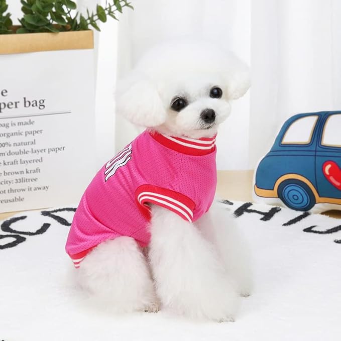Dog Clothes Basketball Mesh Breathable T-Shirt,Pet Clothes Puppy Sportswear Spring/Summer Fashion Dog Shirt. (Pink, X-Large)