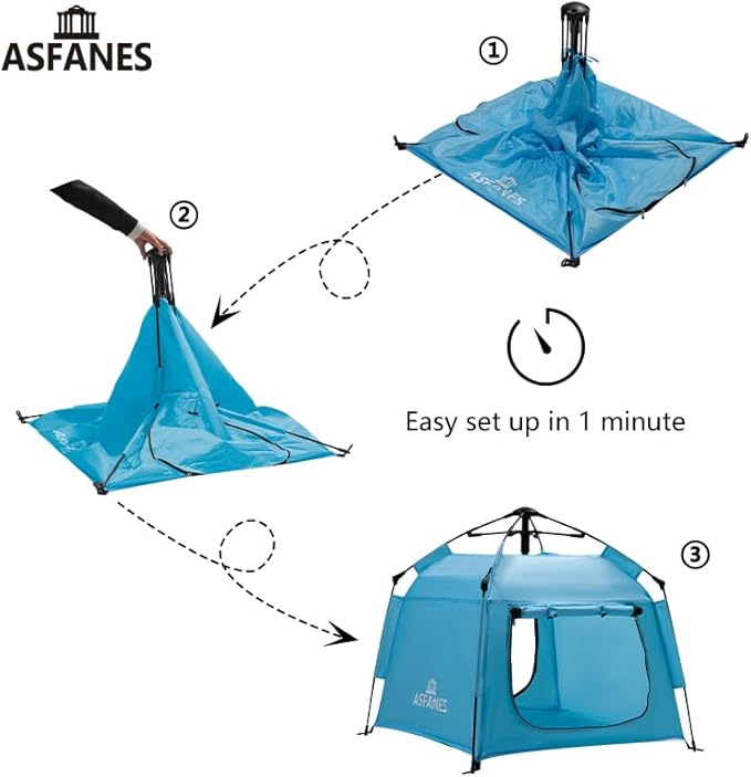 Outdoor Pet Automatic Camping Tent, Pop up Cave Bed for Indoor Cats and Small Dogs, Portable Cat House Dog House, Sky Blue.